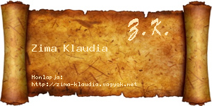 Zima Klaudia névjegykártya